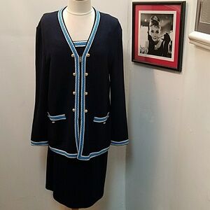 St. John Collection Blue and White Tailored Blazer